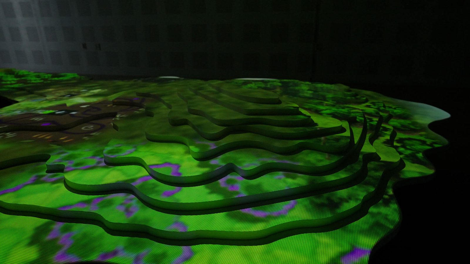 a terrarium in Gwangyang, close up of the projected landscape