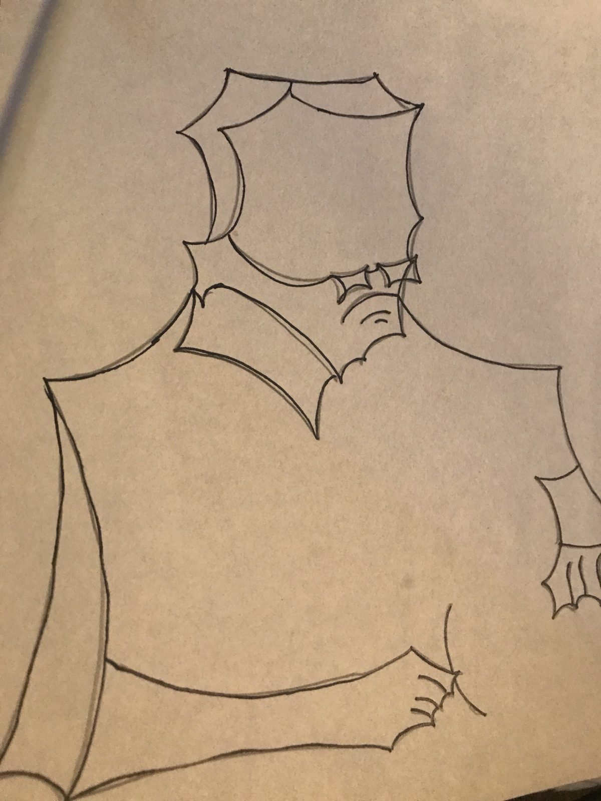 A figure drawn only from curved, web-like outlines