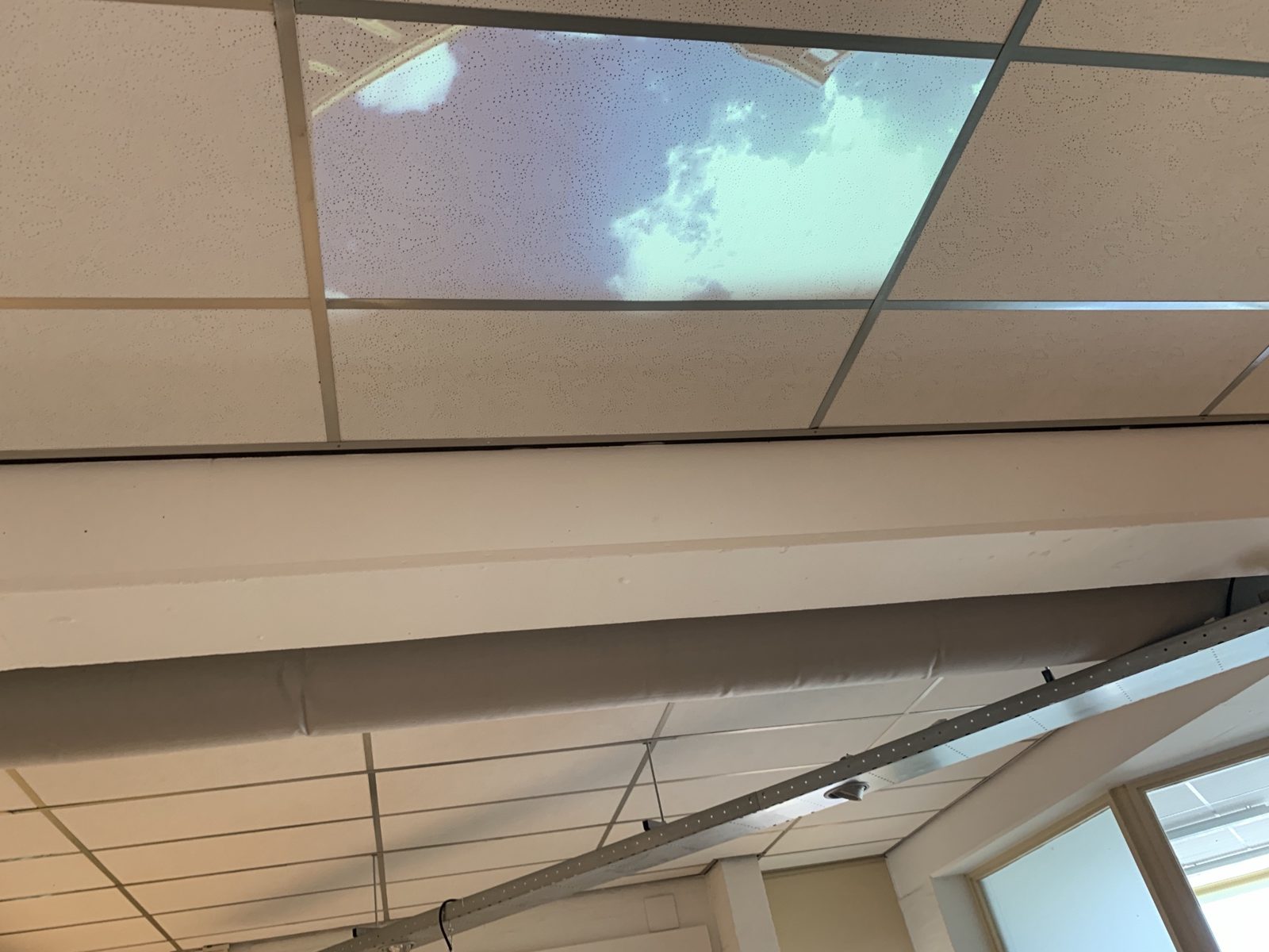 The projected sky in the ceiling seen from below